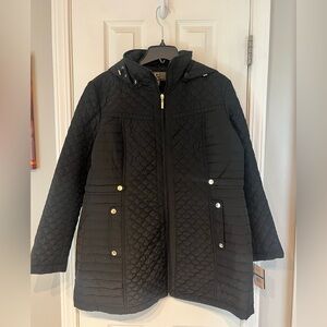 Gallery Quilted Black Hooded Puffer Jacket